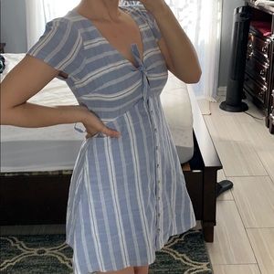 White & blue striped dress (:
